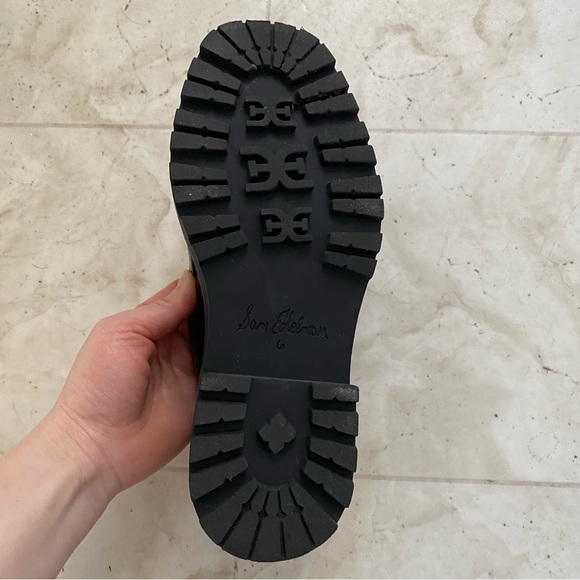 $150 Sam Edelman Laurs Black Leather Chunky Sole Platform Grunge Loafers Size 6 - Picture 15 of 16